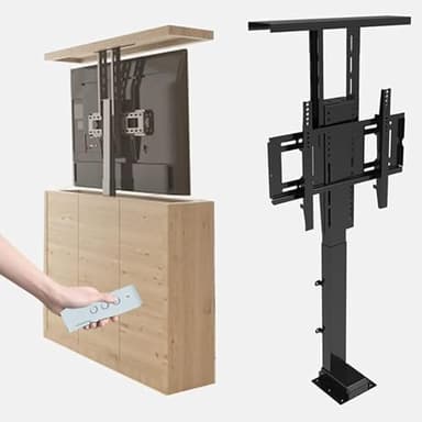 DECAKE Motorised TV Bracket, Telescopic Lift Stand, Manual 360° Rotation Electric Bracket, Hidden TV Lift System for Seamless Cabinet Integration
