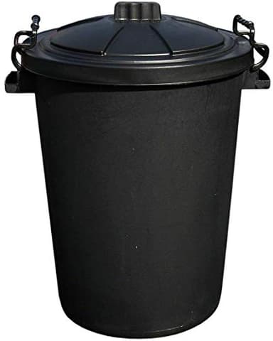 OptiProducts Black 50L 50 Litre Extra Large Heavy Duty Plastic Bin Dustbin, Storage Unit with Locking Lid for Home Garden Rubbish Waste Animal Feed