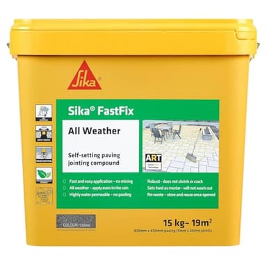 Sika – FastFix All Weather Self-Setting Paving Jointing Compound – Ready to Use – No Mixing Required – Stone – 15kg – 19 sq. m