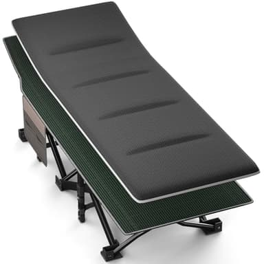 OVERMONT Oversized Folding Camping Beds with Cushion - Extra Wide Portable Folding Cot for Adults with Carry Bag for Outdoor Travel Home Office Nap, Supports 550 lbs