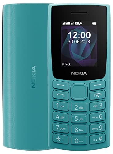 Nokia 105 2G Feature Phone with long-lasting battery, 12 hours of talk-time, wireless FM radio, large display, and tactile keyboard, Dual Sim - Cyan