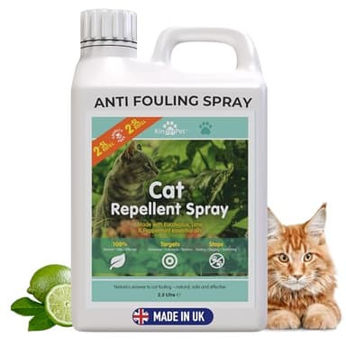 KinderPet® Cat Repellent Stop Cats Big Value 2.5L Refill Anti Fouling Natural Cat Deterrent Stop Fouling Pooping Peeing Urinating Scratching Eucalyptus Lime Peppermint