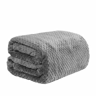 Dreamscene Throws for Sofas Large, Soft Warm Honeycomb Waffle Fleece Blanket for Bed Sofa Settee Fluffy King Size Blanket Winter Faux Fur Throw, Charcoal Grey - 200 x 240cm
