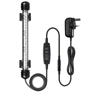 VARMHUS LED Aquarium Light, Color Changing Submersible Fish Tank Light with Timer for Sunrise and Sunset (18cm, Blue+White)