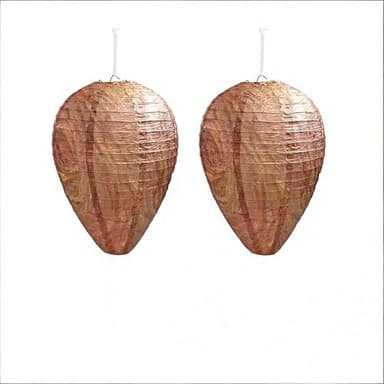 2 Pcs Wasp Nest Decoy, Hanging Paper Fake Wasps Nests, Hornet Nest Decoy Carpenter Bee Deterrent, Woven Hornets Catcher, Yellow Jacket Waspinator Traps for Outdoor Garden Patio Repellent Hornet