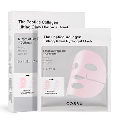 COSRX Peptide Collagen Lifting Glow Hydrogel Face Masks Skincare, Korean Collagen Face Mask, Overnight Lifting Care, Glass Glow Face Mask for Deep Hydration, Korean Skincare, Pack of 3