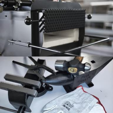 Professional Propane Gas Forge 4 Burners + Tool Kit for Locksmith | Anvil 10 kg, Flat Nose Pliers, Hammer 1 kg, Bench Vice and Work Gloves | Loss