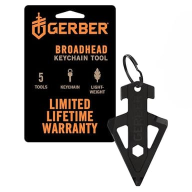 Gerber 1074044 Multifunctional Tool and Keychain for Hunting Enthusiasts, Broadhead with 5 Functions for Small Daily Problems, Length: 6.5 cm, Black, 1074044