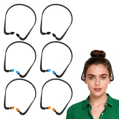 6 Pieces Caps Banded Earplugs,Ear Defenders Adults,Banded Ear Plugs for Work,Construction,Automotive,Industrial Use,Reusable, Soundproof,Noise Reduction(Multicolor)