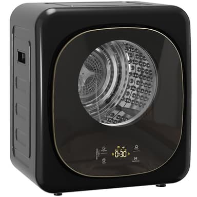 HOMCOM 4kg Vented Tumble Dryer, 800W Compact Freestanding Front Tumble Dryer with 5 Drying Mode, Smart Sensor, Timer and Stainless Steel Tub, Wall-Mounted Portable Small Clothes Drying Machine, Black