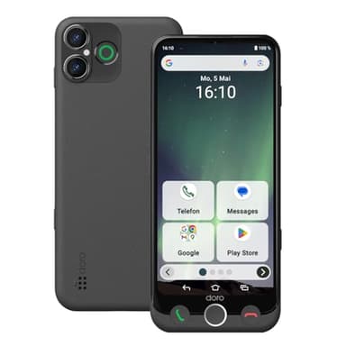 Doro - Aurora A30 Smartphone - Senior Mobile Phone - Easy to Use - Assistance Button with GPS Location - Hearing Aid Compatible - USB Cable Included - Graphite