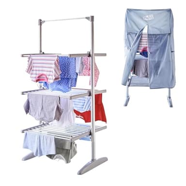 Neo XL Large Indoor Electric 3 Tier Airer Folding Foldable Laundry Clothes Horse Portable Heated Rail Rack Dryer Cover 36 Rails 147 cm…