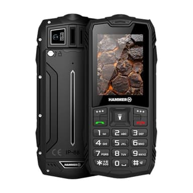 Hammer H Rock LTE Rugged Phone Unlocked, 3000mAh Battery, 64GB, 2.4" IPS Display, Big Buttons, SOS Button, Torch, FM Radio, Bluetooth, USB-C, Dual SIM, IP68/MIL-STD-810H, Black