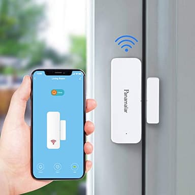 Panamalar Door Window Sensor Wifi Door Alarm System, Detects Opened and Closed Front Back Garage Door, Sends Alerts, Alexa Google Home Compatible, Smart Auto Switch on Lights Accessory
