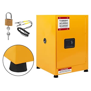 Aptliton Fireproof Coshh Cabinet Cupboard, Double Wall Flammable Storage Cabinet with Ventilation Ports, Retention Sump & Locks, Anti Static Hazardous Materials Cupboard for Lab, Yellow