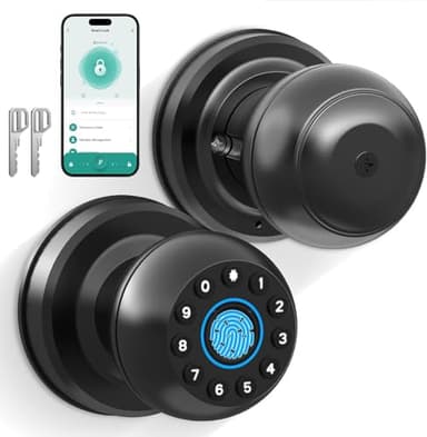 Anweller Smart Fingerprint Door Lock,Fingerprint Door Knob with Keypad,Electrionic Biometric Door Knobs App Control & Key,Digital Door Lock for Bedroom,Home,Office,Apartment,Hotels