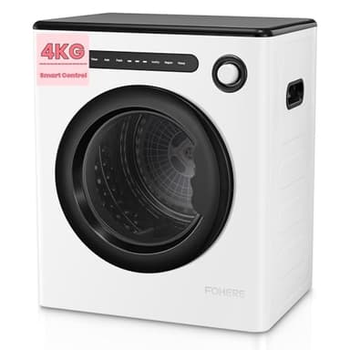4KG Vented Tumble Dryer, FOHERE 1200W Compact Vented Tumble Dryer, 6 Auto Drying Mode, Smart Drying, Double Temperature Control Protection, for Apartment, Home, Dorm, RVs, White