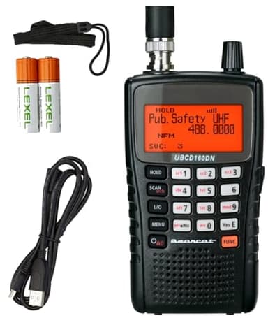Tech Express UBCD160DN UK Version Pre-PROGRAMMED Airband AM/FM Digital Radio Scanner Compatible with Uniden UBCD160DN, 25-520MHz, 756-960MHz, 1000 Memory, Rechargeable Batteries, USB Charger Data Lead