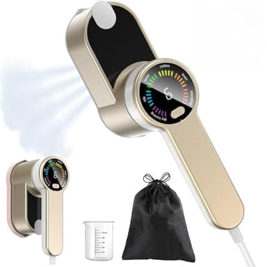 PKBD Travel Iron Handheld Clothes Steamer,Travel Steamer for Clothes Wrinkle Remover-Steamer Iron with LED Screen 6 Speed Steam 10S Rapid Heating-1200W Portable Clothes Steamer for Home & Travel,Gold