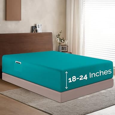 Elegant Comfort 1500 Premium Hotel Quality 18-24 Inches Deep - Extra Deep Pocket Single Fitted Sheet for High Mattress, Luxury and Softest, Smart Pocket - Wrinkle Free, Twin/Twin XL, Turquoise