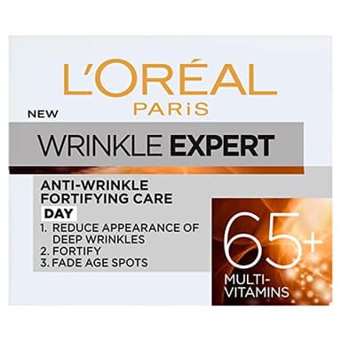 L'Oreal Paris Wrinkle Expert Anti Wrinkle 65+ Day Cream, Moisturiser provides Daily Hydration & Targets Signs of Ageing, Wrinkles Appear Reduced & Skin Feel Firmer, 50ml