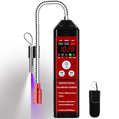 WJL-6000PRO COMBINE Refrigerant Leak Detector, Combine Freon & Combustible Gas Leak Detector with Loud Alarm, 1800mAh Rechargeable Battery,PPM LEL% Diaplay for R134A R410A Propane Methane