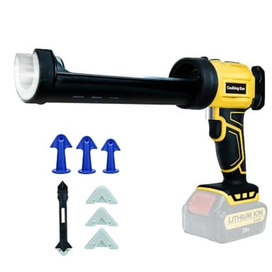 Cordless Caulking Gun for Dew@lt 20V Battery with 450lm LED Light and 4 Adjustable Speeds Electric Caulking Adhesive Guns,Anti-Drip,10 Oz/300ml for Kitchen, Bathroom, Window Sealing（Not Battery ）