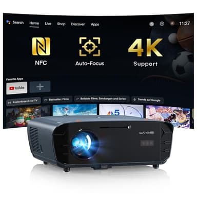 【Licensed Apps&Daytime 2400ANSI】4K Smart Projector,Native 1080P 4K Supported,ToF Auto Focus&Auto Keystone,HDR10,DB Audio,Voice Control,WiFi6 Bluetooth NFC,HDMI ARC for Bedroom/Home Cinema/Gaming/PS5