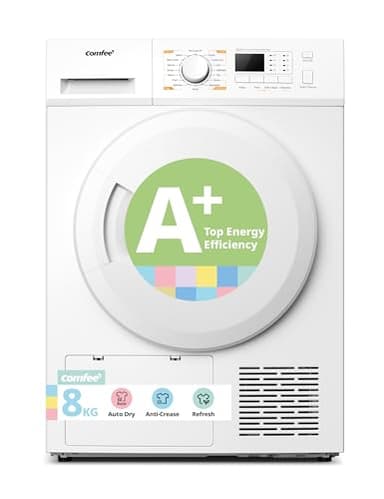 COMFEE' Freestanding Heat Pump Tumble Dryer,8kg Front Load, A+ Class, 16 Programmes, Auto-Dry,Anti-Crease,Refresh,White,CFG09EH80/W-UK