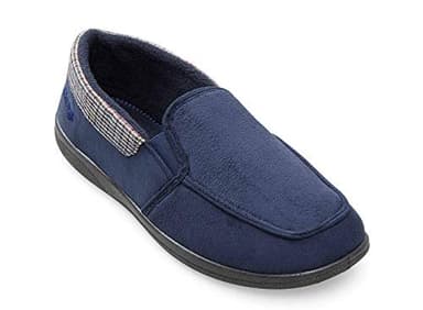 Padders Stan Wide Fitting Mens Memory Foam Closed Back Slippers (9 UK, Navy, numeric_9)