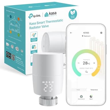 TP-Link Kasa Smart Thermostat Radiator Valve, Smart Radiator Valve, Energy Saving, LED display Radiator Thermostat Valve, Smart TRV Schedule, Works with Alexa & Google Home, Easy installation(KE100)