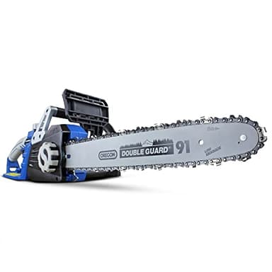Hyundai 2400W 16 Inch Electric Chainsaw with Oregon Bar Tool Free Tensioning and Auto Chain Lubrication for Tree Felling Log Cutting and Pruning