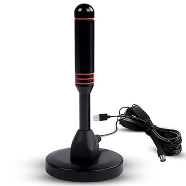 AXFEE High Gain TV Aerial, DVB-T2 DTMB Portable Indoor/Outdoor TV Aerial Signal Booster with Strong Magnetic Base, 360° Reception Digital Freeview TV Antenna, 4K 1080P VHF HDTV