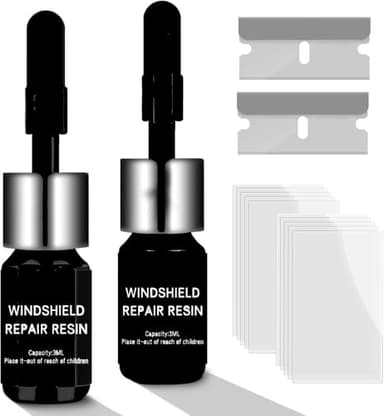 lanmusic Windscreen Repair Kit, DIY Glass Cracked Windshield Repair Kits, Car Glass Repair Glue Scratch Chip Cracks Repair Kit(2 Pcs)