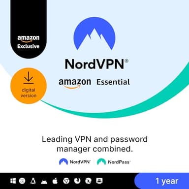 NordVPN Amazon Essential, 10 Devices, 1-Year, VPN & Password Manager, Digital Code