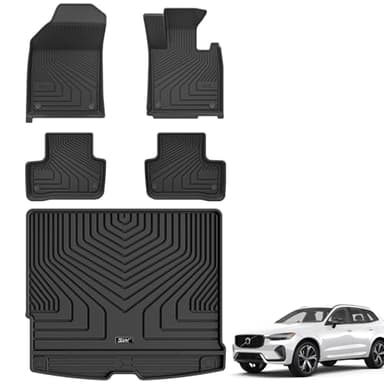 3W Floor Mats & Boot liner Fit for Volvo XC60 2019-2026, All Weather Dog Friendly TPE Car Mat, Waterproof Anti-Slip Easy to Clean Heavy Duty Trunk Mat Volvo Accessories