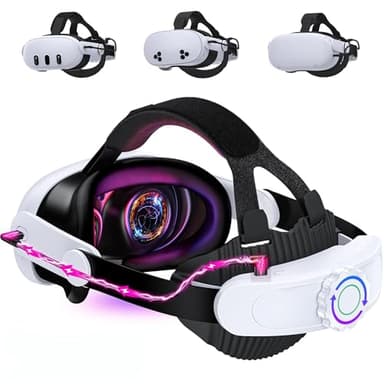 HELLCOOL Head Strap with 10000mAh Battery Pack Cables for Meta Quest 3S/3/2,Adjustable Elite Strap Replacement Intended for Quest Head Strap,VR Headset Accessories Extend PlayGame Time Reduce Pressure