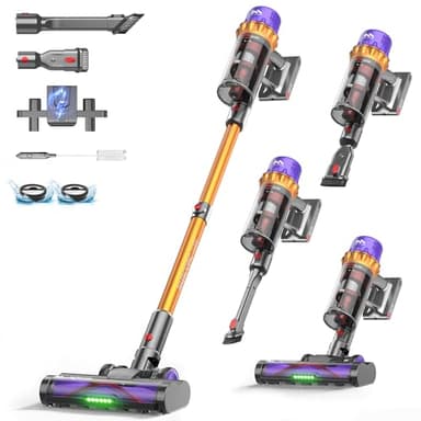 AlloyMove Cordless Vacuum Cleaner, 80Min/50Kpa/550W Vacuum Cleaner for Home, Rechargeable Stick Vacuum Cleaners with Wall-Mount Charging Station&Anti-Tangle, Lightweight Vacuum for Pet Hair/Carpet A05