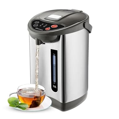 HomeTronix 5L Instant Hot Water Dispenser, Thermal Stainless Steel Water Boiler, Thermopot, Catering Urn with 3 Temperature Settings, Auto Re-Boil & Rotatable Base, Electric Kettle for Home Office