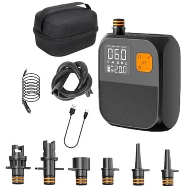 20 PSI SUP Air Pump,Rechargeable Paddle Board Pump 8000mAh,120L/Min Rechargeable Sup Pumps,Intelligent Inflation,Led Touchable Screen,for Kayaks Sails,Kite,Tent,Mattress