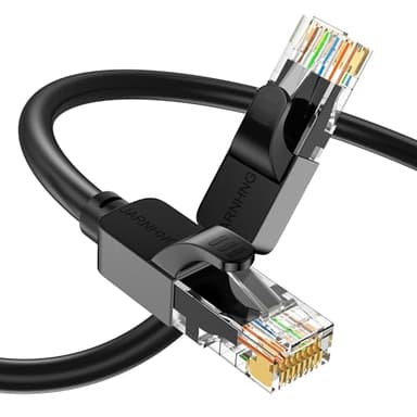 JARNHNG Cat 6 Ethernet Cable 0.5m 1m 2m 3m 5m 10m 15m 20m 30m 40m 50m 65m 75m 85m 100m 150m 200m 250m 300m, High Speed 10Gbps Internet Cable, UTP 26AWG Black RJ45 LAN Patch Cables