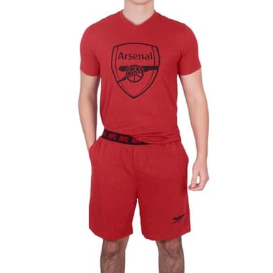 Arsenal FC Official Football Gift Mens Loungewear Short Pyjamas Red Marl Large