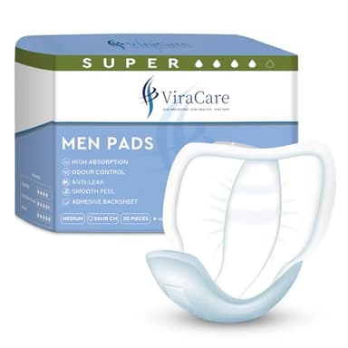 40 x Super Incontinence Pads Men | Adhesive Backsheet & High Absorption | Mens Incontinence Pads | Pad for Men | Male Incontinence Pad | Size 26x18 cm | (2 Packs of 20)