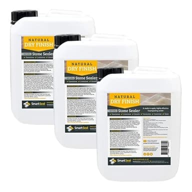 Smartseal Natural Stone Sealer - Dry Finish – Impregnating, Durable, Clear Sealer for Sandstone, Limestone, Granite, Travertine & Slate - Easy to Apply Indoor & Outdoor Use (3 x 5L)