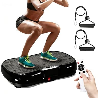 bigzzia Vibration Plate Exercise Machine, Vibration Plate for Lymphatic Drainage, 2025 Upgraded Double Motors for Weight Loss (Jet Black)