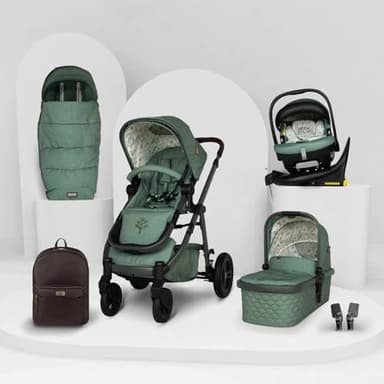 Cosatto 3 in 1 Travel System, Wow 3 - Birth to 25kg, Duo Direction Compact Fold, Carrycot, Seat Unit, ADAC Tested iSize Car Seat, Rotating ISOFIX Base, Adapters, Footmuff & Backpack (Meadow)