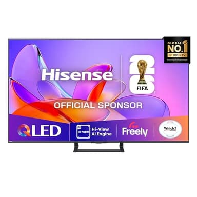 Hisense 55" 55A7QTUK QLED Smart AI TV - 4K Direct Lit Viewing, Quantum Dot Colour, Hi-View AI Engine, Built in Subwoofer, Dolby Vision, Dolby Atmos with with Freely, Disney +, YouTube, Netflix