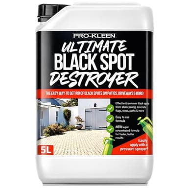 Pro-Kleen Ultimate Black Spot Remover and Destroyer for Patio, Stone, Block Paving, Indian Sandstone, and more. Easy to Use Fluid that Powers Through Stubborn Dirt & Grime (5 Litres)