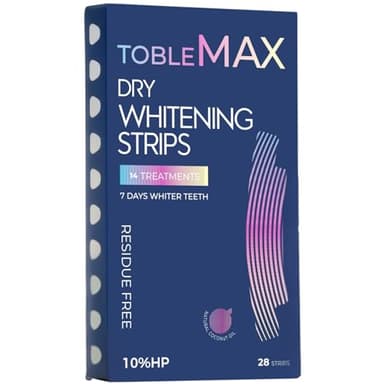 TobleMAX Teeth Whitening Strips-14 Days Treatment with Non-Slip, Residue Free Technology - Affordable Enamel Care, 10% Hydrogen Peroxide with Natural Coconut Oil Infused to Reduce Sensitivity.