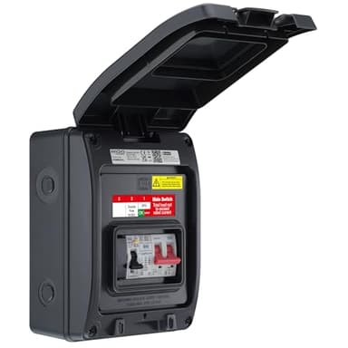 Sync Energy EV Consumer Unit with 100A Main Switch, 40A 30mA Double Pole Bi-Directional RCBO Type A and Type 2 SPD, Enclosure for Electric and Hybrid Vehicles, 5 Modules, BG Sync EV, IP66, CP5MRDPS1G